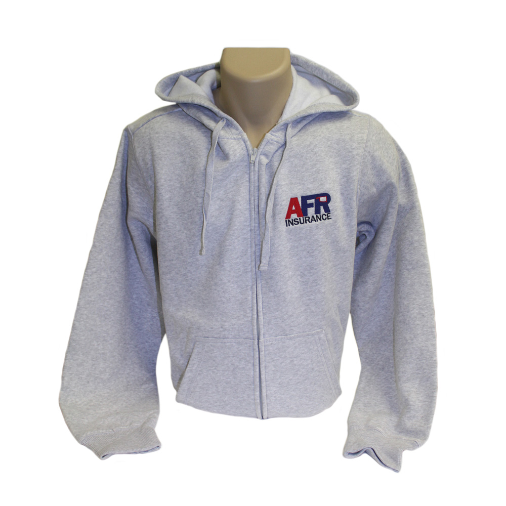 Sport Tek Zip-Front Hooded Sweatshirt - Light Gray